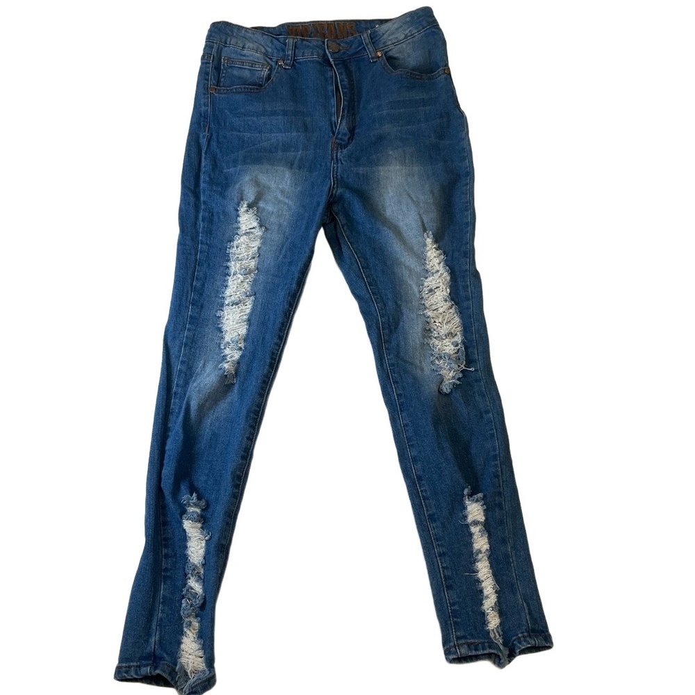 VIP‎ Jeans Womens Size 11/12 Blue Skinny Distressed Stretch Trendy